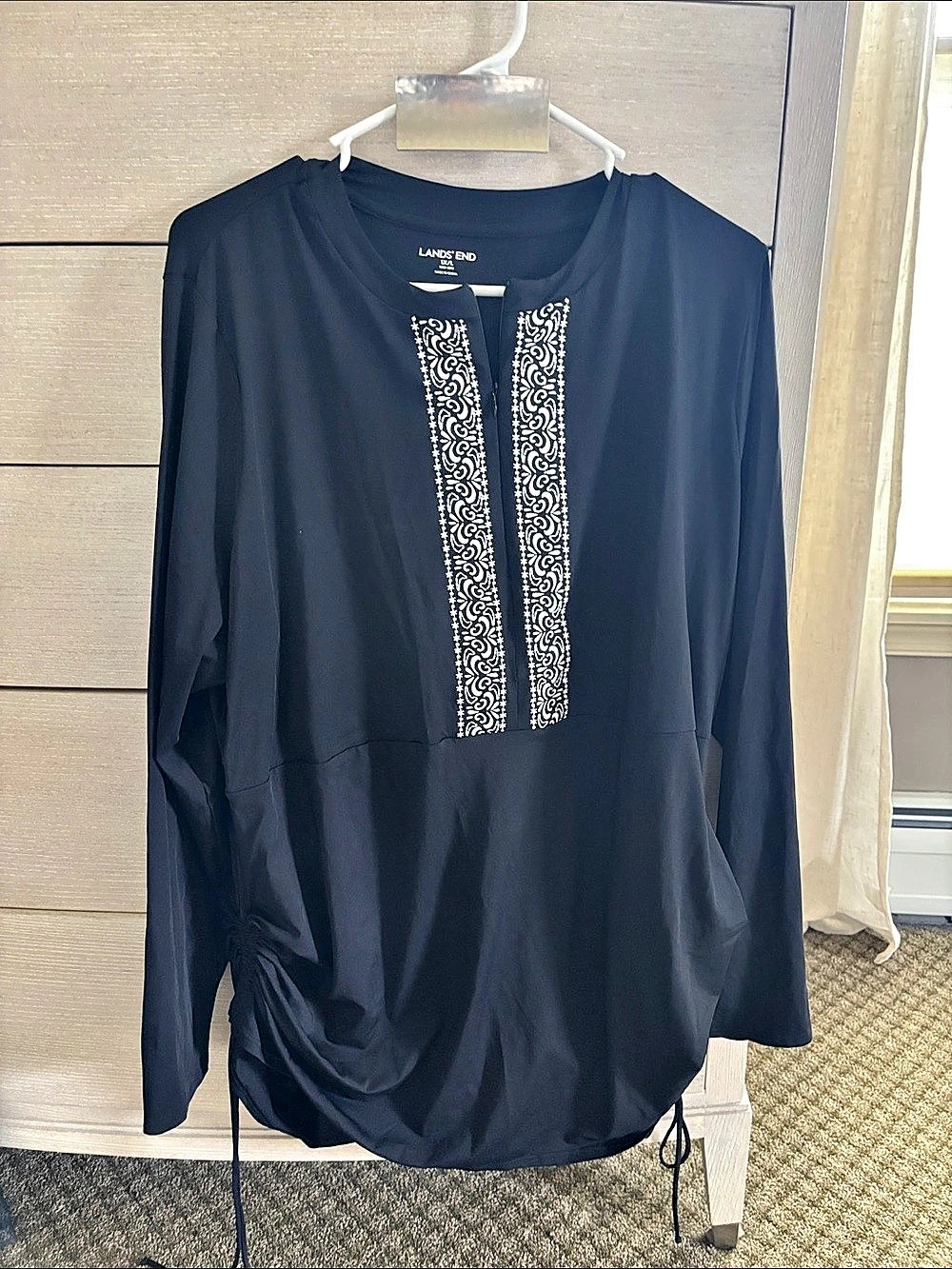 Lands' End Women's SunShade UPF 50 Long Sleeve Rash Guard Swim Tee Tunic
